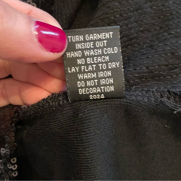 Rafaella Sequins One Piece Long Sleeve Cardigan Top Holiday Party SZ 1X Black - Picture 7 of 8